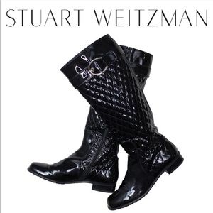 Stuart Weitzman Quilted Black Navigator Boots